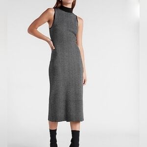 Express Herringbone Mock Neck Sleeveless Sweater Dress - XS